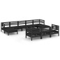 vidaXL Set Salotto da Giardino 11 pz Nero in Legno Massello di Pino vidaXL Set Salotto da Giardino 11 pz Nero in Legno Massello di Pino