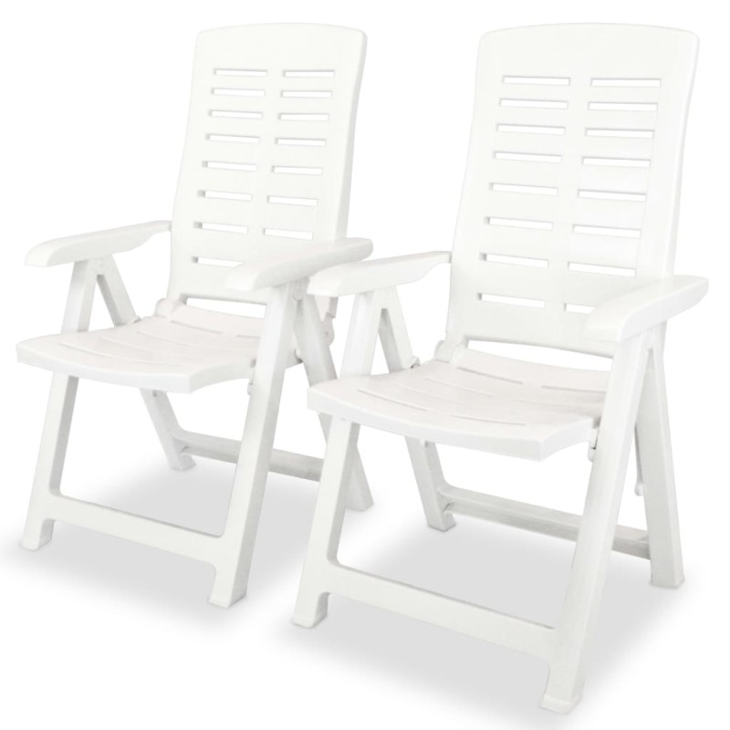 vidaXL Sedie Reclinabili da Giardino 2 pz in Plastica Bianca vidaXL Sedie Reclinabili da Giardino 2 pz in Plastica Bianca