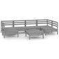 vidaXL Set Salotto da Giardino 7 pz Grigio in Legno Massello di Pino vidaXL Set Salotto da Giardino 7 pz Grigio in Legno Massello di Pino