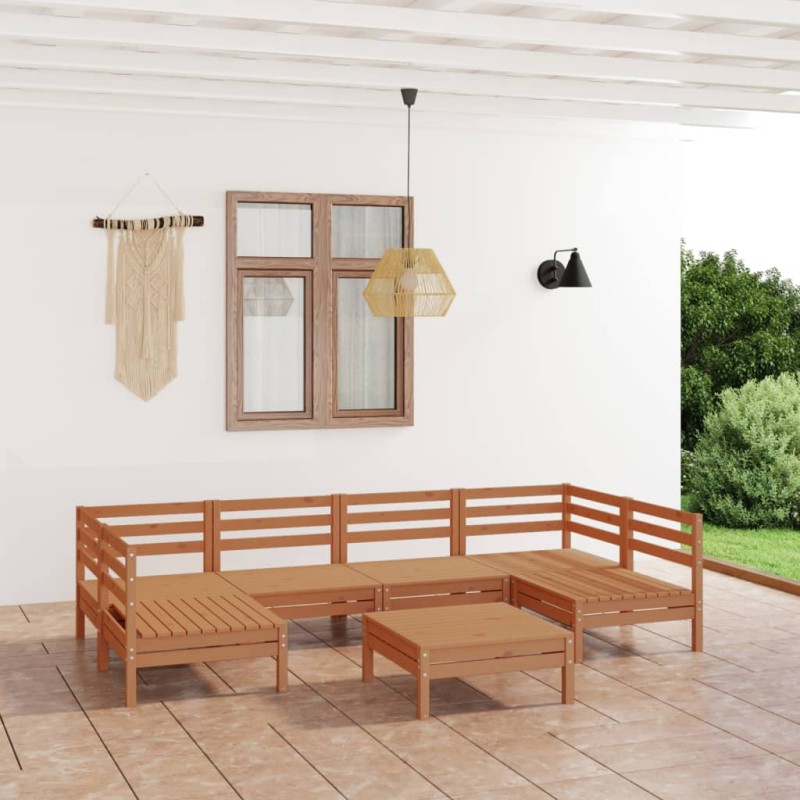 vidaXL Set Salotto da Giardino 7 pz in Legno Massello di Pino Miele vidaXL Set Salotto da Giardino 7 pz in Legno Massello di Pino Miele