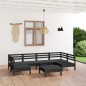 vidaXL Set Salotto da Giardino 7 pz Nero in Legno Massello di Pino