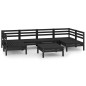 vidaXL Set Salotto da Giardino 7 pz Nero in Legno Massello di Pino
