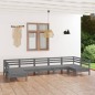 vidaXL Set Salotto da Giardino 7 pz Grigio in Legno Massello di Pino vidaXL Set Salotto da Giardino 7 pz Grigio in Legno Massello di Pino