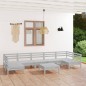 vidaXL Set Salotto da Giardino 8 pz in Legno Massello di Pino Bianco vidaXL Set Salotto da Giardino 8 pz in Legno Massello di Pino Bianco