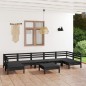 vidaXL Set Salotto da Giardino 8 pz in Legno Massello di Pino Nero vidaXL Set Salotto da Giardino 8 pz in Legno Massello di Pino Nero