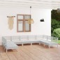 vidaXL Set Salotto da Giardino 9 pz Bianco in Legno Massello di Pino