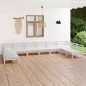vidaXL Set Salotto da Giardino 10 pz Bianco in Legno Massello di Pino vidaXL Set Salotto da Giardino 10 pz Bianco in Legno Massello di Pino