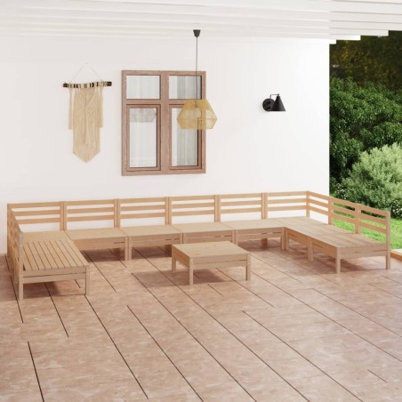 vidaXL Set Salotto da Giardino 11 pz in Legno Massello di Pino
