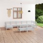 vidaXL Set Salotto da Giardino 9 pz Bianco in Legno Massello di Pino vidaXL Set Salotto da Giardino 9 pz Bianco in Legno Massello di Pino