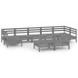 vidaXL Set Salotto da Giardino 9 pz Grigio in Legno Massello di Pino vidaXL Set Salotto da Giardino 9 pz Grigio in Legno Massello di Pino