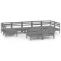 vidaXL Set Salotto da Giardino 10 pz Grigio in Legno Massello di Pino
