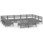 vidaXL Set Salotto da Giardino 11 pz Grigio in Legno Massello di Pino vidaXL Set Salotto da Giardino 11 pz Grigio in Legno Massello di Pino