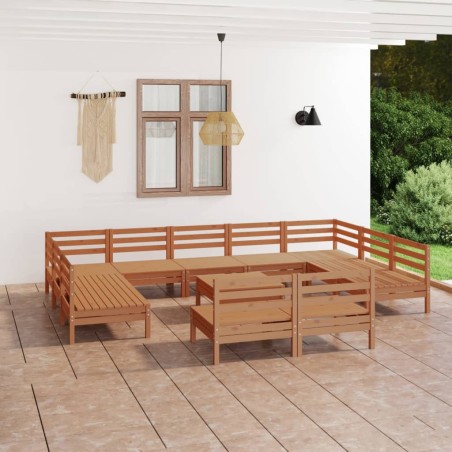vidaXL Set Salotto da Giardino 12 pz in Legno Massello di Pino ambra