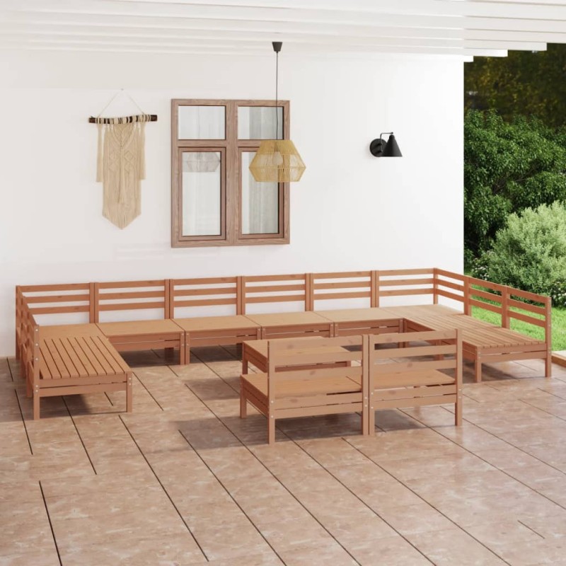 vidaXL Set Salotto da Giardino 13 pz in Legno Massello di Pino ambra vidaXL Set Salotto da Giardino 13 pz in Legno Massello di Pino ambra