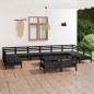vidaXL Set Salotto da Giardino 13 pz in Legno Massello di Pino Nero vidaXL Set Salotto da Giardino 13 pz in Legno Massello di Pino Nero