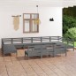vidaXL Set Salotto da Giardino 14 pz in Legno Massello di Pino Grigio vidaXL Set Salotto da Giardino 14 pz in Legno Massello di Pino Grigio