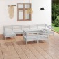 vidaXL Set Salotto da Giardino 9 pz Bianco in Legno Massello di Pino vidaXL Set Salotto da Giardino 9 pz Bianco in Legno Massello di Pino