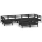 vidaXL Set Salotto da Giardino 10 pz Nero in Legno Massello di Pino