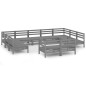 vidaXL Set Salotto da Giardino 11 pz Grigio in Legno Massello di Pino vidaXL Set Salotto da Giardino 11 pz Grigio in Legno Massello di Pino