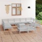 vidaXL Set Salotto da Giardino 12 pz Bianco in Legno Massello di Pino vidaXL Set Salotto da Giardino 12 pz Bianco in Legno Massello di Pino