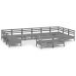 vidaXL Set Salotto da Giardino 12 pz Grigio in Legno Massello di Pino