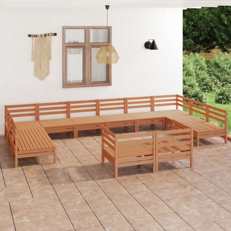 vidaXL Set Salotto da Giardino 12 pz in Legno Massello di Pino ambra