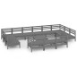 vidaXL Set Salotto da Giardino 14 pz in Legno Massello di Pino Grigio vidaXL Set Salotto da Giardino 14 pz in Legno Massello di Pino Grigio