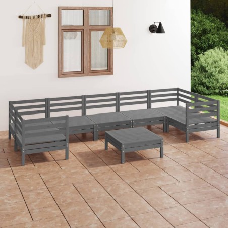 vidaXL Set Salotto da Giardino 8 pz in Legno Massello di Pino Grigio