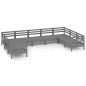 vidaXL Set Salotto da Giardino 9 pz Grigio in Legno Massello di Pino vidaXL Set Salotto da Giardino 9 pz Grigio in Legno Massello di Pino