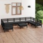 vidaXL Set Salotto da Giardino 10 pz Nero in Legno Massello di Pino vidaXL Set Salotto da Giardino 10 pz Nero in Legno Massello di Pino