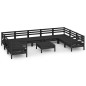 vidaXL Set Salotto da Giardino 10 pz Nero in Legno Massello di Pino vidaXL Set Salotto da Giardino 10 pz Nero in Legno Massello di Pino