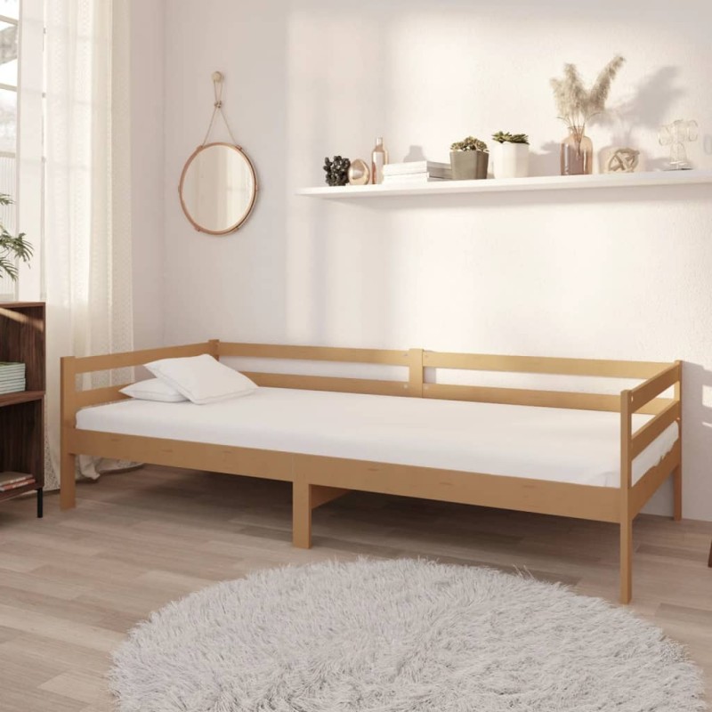 vidaXL Divano Letto con Materasso 90x200 cm ambra in Legno di Pino vidaXL Divano Letto con Materasso 90x200 cm ambra in Legno di Pino