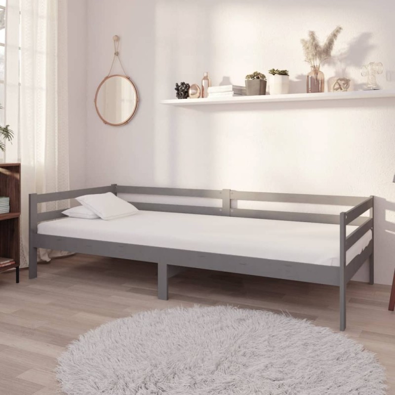 vidaXL Divano Letto con Materasso 90x200 cm Grigio in Legno di Pino vidaXL Divano Letto con Materasso 90x200 cm Grigio in Legno di Pino