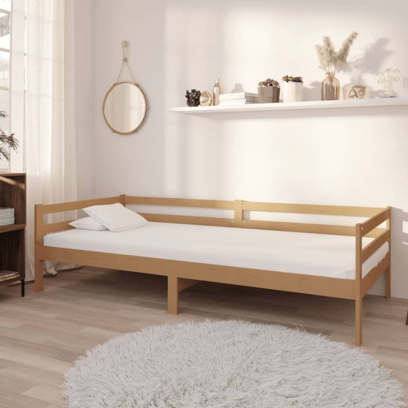 vidaXL Divano Letto con Materasso 90x200 cm Miele in Legno di Pino vidaXL Divano Letto con Materasso 90x200 cm Miele in Legno di Pino