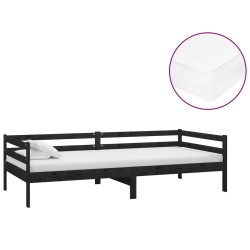 vidaXL Divano Letto con Materasso 90x200 cm Nero in Legno di Pino