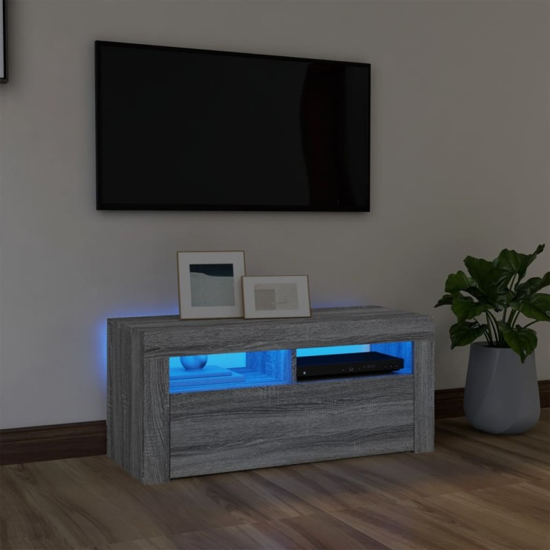 Mobile Porta TV con Luci LED Grigio Sonoma 90x35x40 cm Mobile Porta TV con Luci LED Grigio Sonoma 90x35x40 cm