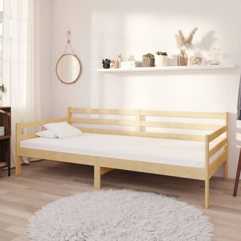 vidaXL Divano Letto con Materasso 90x200 cm Legno Massello di Pino vidaXL Divano Letto con Materasso 90x200 cm Legno Massello di Pino