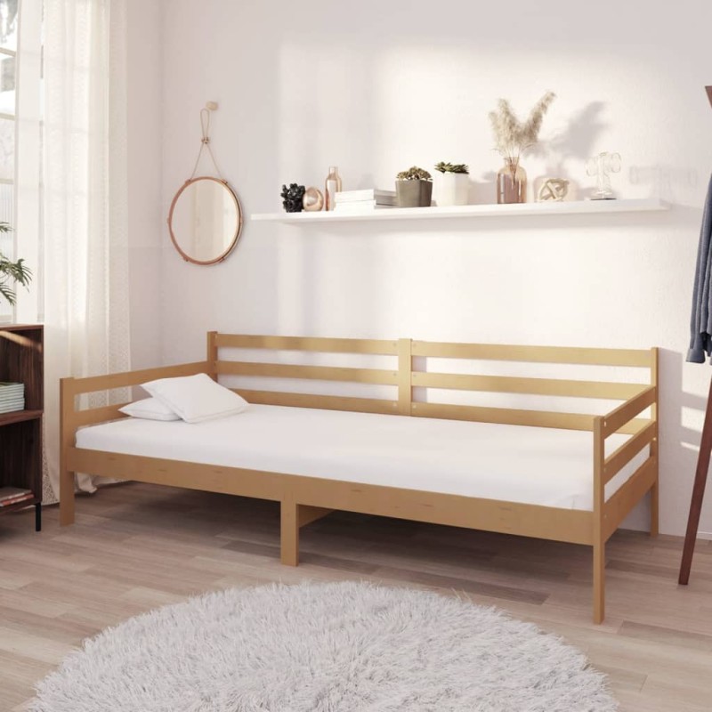 vidaXL Divano Letto con Materasso 90x200 cm Miele in Legno di Pino vidaXL Divano Letto con Materasso 90x200 cm Miele in Legno di Pino