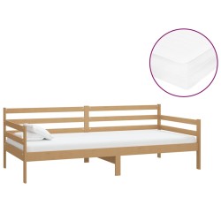 vidaXL Divano Letto con Materasso 90x200 cm Miele in Legno di Pino