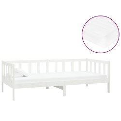 vidaXL Divano Letto con Materasso 90x200 cm Bianco in Legno di Pino