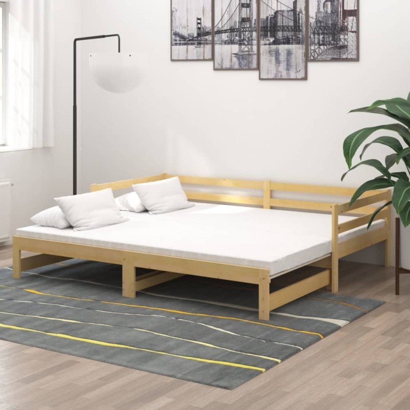 vidaXL Dormeuse Estraibile 2x(90x200) cm in Legno Massello di Pino vidaXL Dormeuse Estraibile 2x(90x200) cm in Legno Massello di Pino