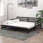 vidaXL Dormeuse Estraibile 2x(90x200) cm Nera in Massello di Pino
