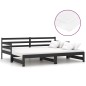 vidaXL Dormeuse Estraibile 2x(90x200) cm Nera in Massello di Pino