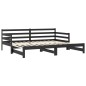 vidaXL Dormeuse Estraibile 2x(90x200) cm Nera in Massello di Pino