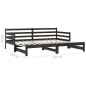 vidaXL Dormeuse Estraibile 2x(90x200) cm Nera in Massello di Pino