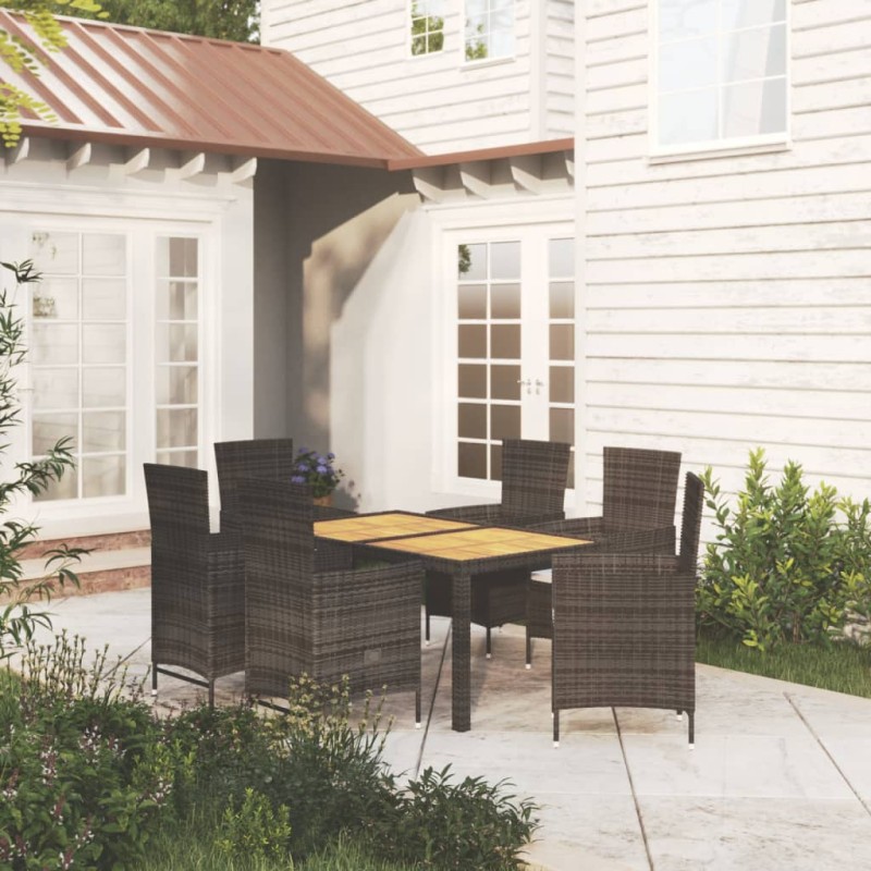 vidaXL Set Mobili da Giardino 7 pz con Cuscini in Polyrattan Nero vidaXL Set Mobili da Giardino 7 pz con Cuscini in Polyrattan Nero