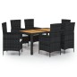 vidaXL Set Mobili da Giardino 7 pz con Cuscini in Polyrattan Nero vidaXL Set Mobili da Giardino 7 pz con Cuscini in Polyrattan Nero