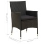 vidaXL Set Mobili da Giardino 3 pz con Cuscini in Polyrattan Nero vidaXL Set Mobili da Giardino 3 pz con Cuscini in Polyrattan Nero