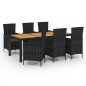 vidaXL Set Mobili da Giardino 7 pz con Cuscini in Polyrattan Nero vidaXL Set Mobili da Giardino 7 pz con Cuscini in Polyrattan Nero