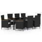 vidaXL Set Mobili da Giardino 9 pz con Cuscini in Polyrattan Nero